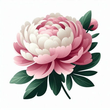 Peony flower isolated on white background. Hand drawn vector illustration.のイラスト素材