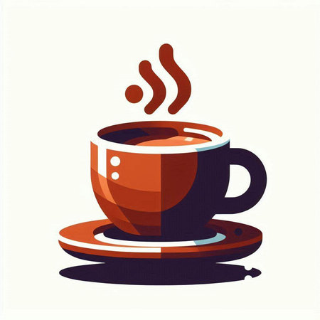 Coffee cup icon in retro style. Vector illustration isolated on white background.のイラスト素材