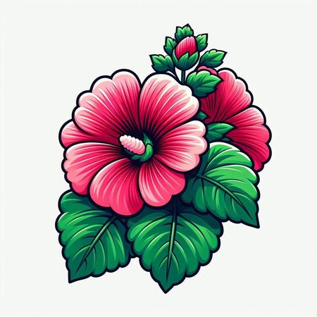 Hibiscus flower isolated on white background. Vector illustration.のイラスト素材
