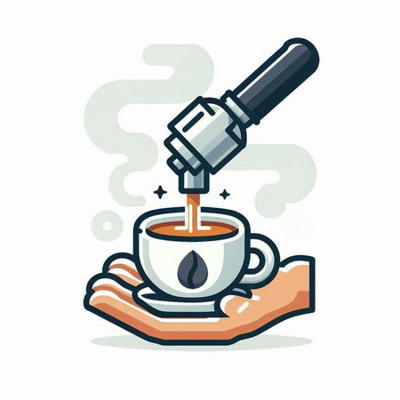 Coffee pouring from pipette into cup. Vector illustration.のイラスト素材