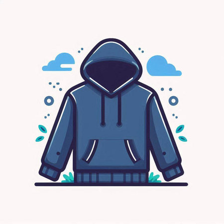 Vector illustration of a hooded sweatshirt in a flat style.のイラスト素材
