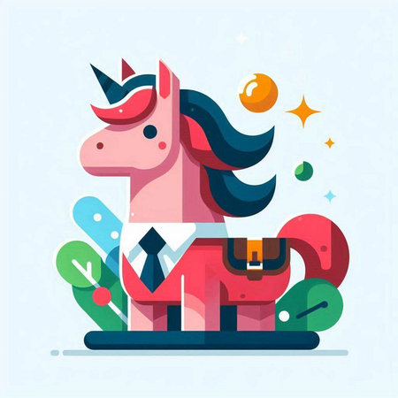 Horse vector illustration in flat style. Cartoon horse in a suit.のイラスト素材