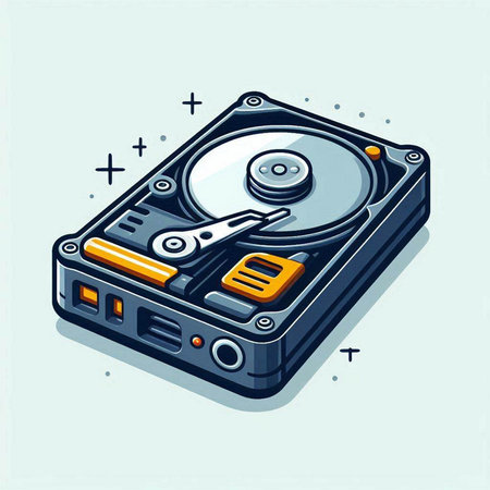 Hard disk drive icon in isometric 3d style. Vector illustration.のイラスト素材