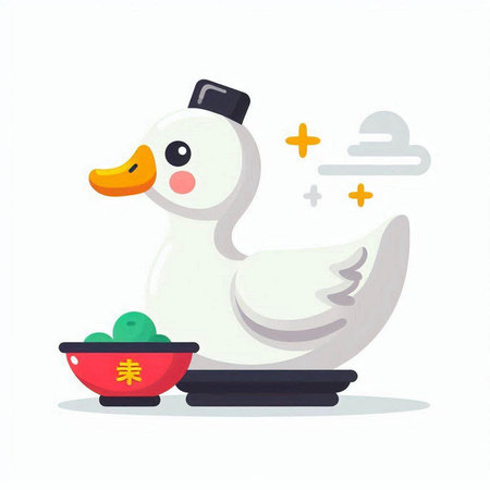 Duck and Sushi. Chinese New Year. Vector illustration.のイラスト素材