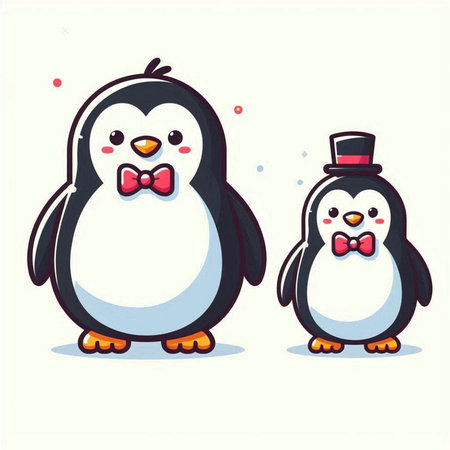 Cute penguin cartoon vector illustration. Cute cartoon penguin character.のイラスト素材