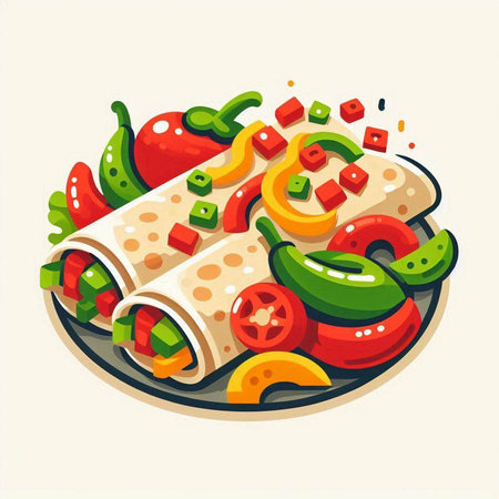Mexican burritos, mexican food vector illustration.のイラスト素材