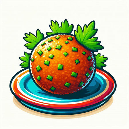 Strawberry with parsley on a plate. Vector illustration.のイラスト素材
