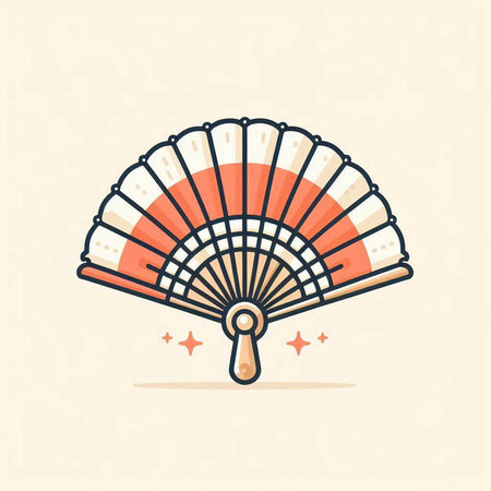 Folding fan vector illustration. Hand-drawn doodle icon.のイラスト素材