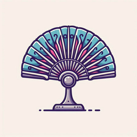 Folding fan icon. Vector illustration in doodle style.のイラスト素材