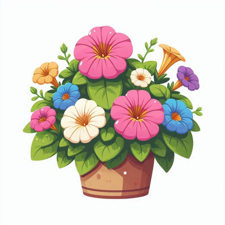Flower pot isolated on white background. Vector illustration in cartoon style.のイラスト素材