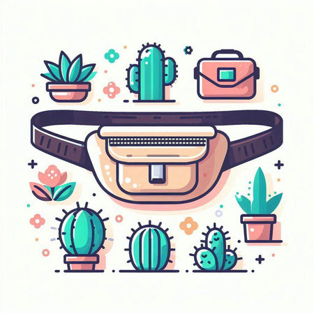 Cacti and succulents in trendy flat style. Vector illustration.のイラスト素材