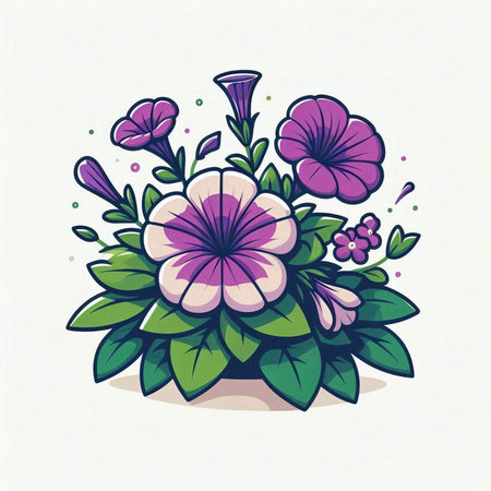 Illustration of a bouquet of flowers on a white background.のイラスト素材