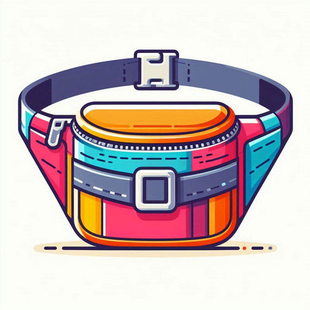 Illustration of a colored belt with a buckle, isolated on a white backgroundのイラスト素材