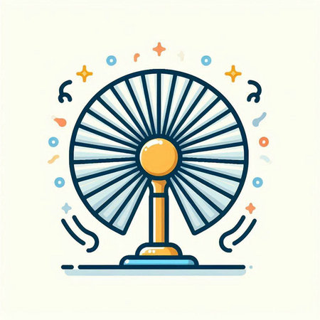 Fan icon in flat line style. Fan vector illustration on white background.のイラスト素材