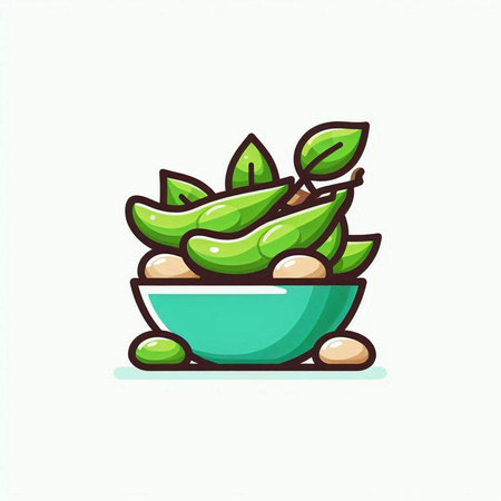 Illustration of a green plant in a bowl on a white backgroundのイラスト素材