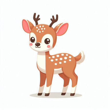 Cute deer cartoon character isolated on white background. Vector illustration.のイラスト素材