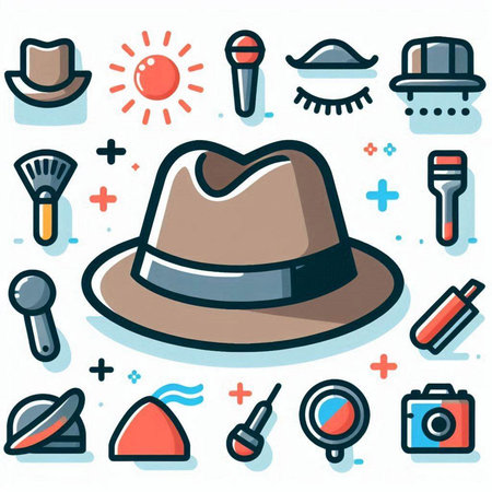 Illustration of a hat with different elements in the background - vectorのイラスト素材