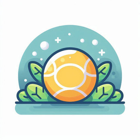 Soccer ball and grass icon. Vector illustration in flat style.のイラスト素材