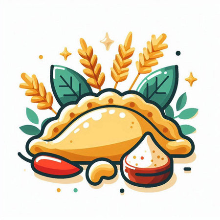 Vector illustration of indian khachapuri with laurel wreath.のイラスト素材