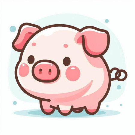 Cute cartoon pig. Vector illustration. Isolated on a white background.のイラスト素材