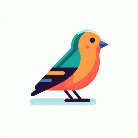 Vector illustration of cute bird in flat style. Isolated on white background.のイラスト素材