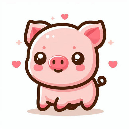 Cute cartoon pig in love. Vector illustration isolated on white background.のイラスト素材