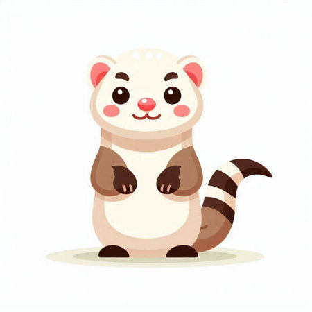Cute cartoon little raccoon isolated on white background. Vector illustration.のイラスト素材