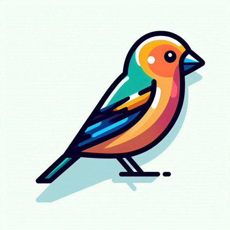 Vector illustration of cute cartoon bird. Colorful bird on light background.のイラスト素材