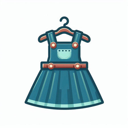 Hand drawn cute blue dress isolated on white background. Vector illustration.のイラスト素材
