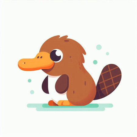 Cute cartoon platypus isolated on white background. Vector illustration.のイラスト素材
