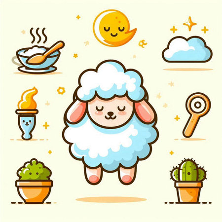 Sheep set. Cute cartoon sheep character. Vector illustration.のイラスト素材