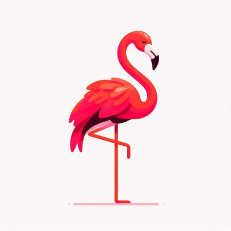 Flamingo. Vector illustration in flat style. Isolated on white background.のイラスト素材