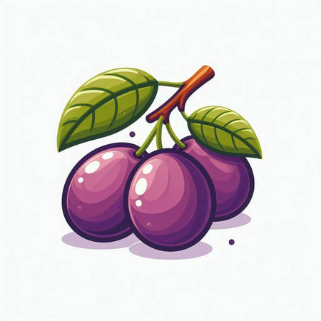 Illustration of a plum on a white background. Vector illustration.のイラスト素材