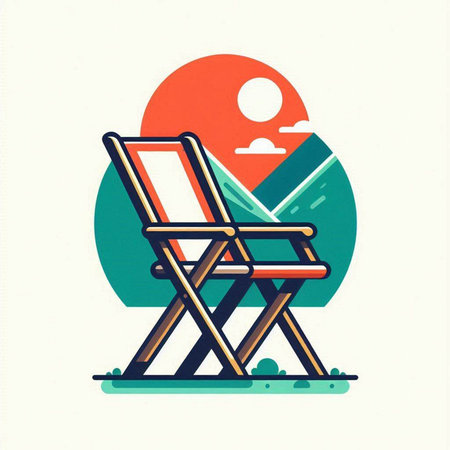 Deck chair icon. Flat design. Vector illustration. Stock image.のイラスト素材