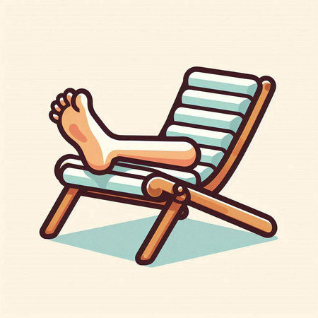 Illustration of a deck chair with feet on it, vector illustrationのイラスト素材