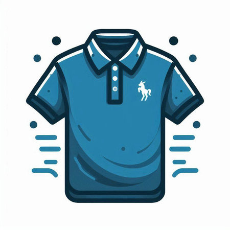 blue polo shirt on a white background. Vector illustration in flat styleのイラスト素材