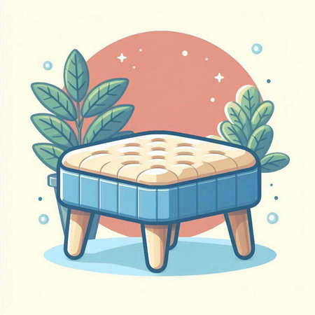 Illustration of a Stool with Leaves on a Background - Vectorのイラスト素材