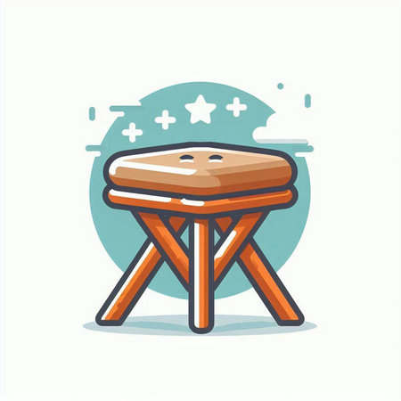 Wooden stool icon in flat style. Vector illustration. Eps 10.のイラスト素材