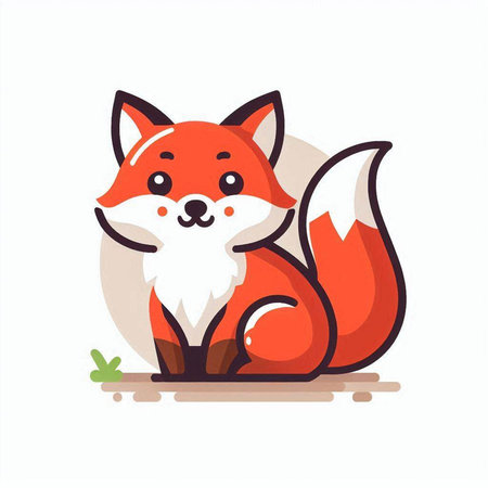 Cute cartoon fox. Vector illustration isolated on a white background.のイラスト素材