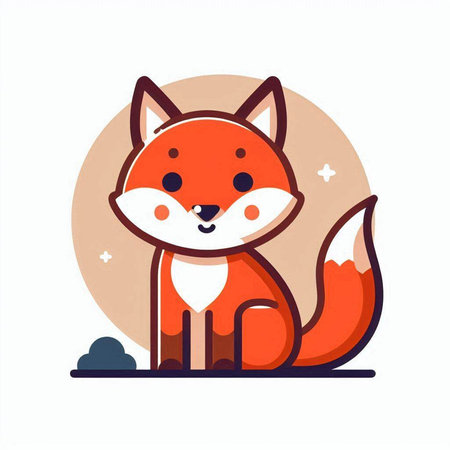 Cute fox. Vector illustration in flat cartoon style on white background.のイラスト素材