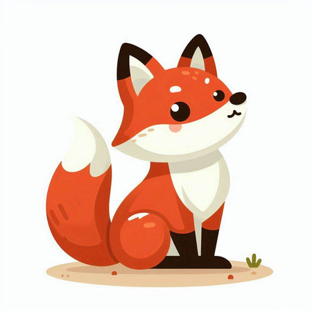 Cute cartoon fox. Vector illustration isolated on a white background.のイラスト素材