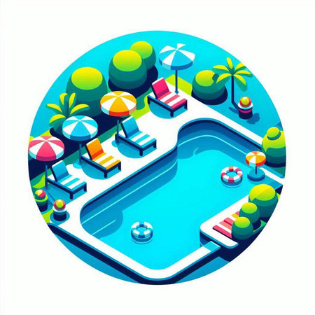 Isometric Swimming pool. Vector illustration in a flat style.のイラスト素材