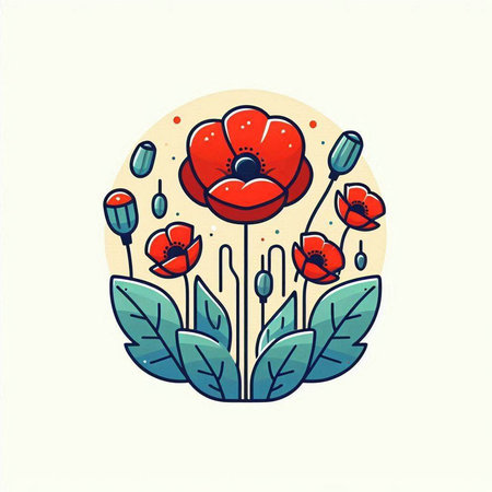 Hand drawn poppy flower. Vector illustration in doodle style.のイラスト素材