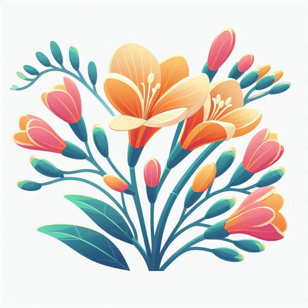 floral bouquet on white background, vector illustration, eps10のイラスト素材