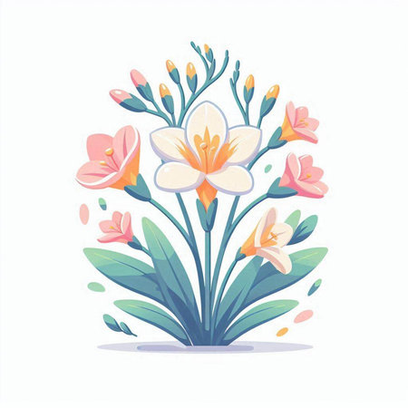 Vector illustration of a bouquet of spring flowers on a white background.のイラスト素材