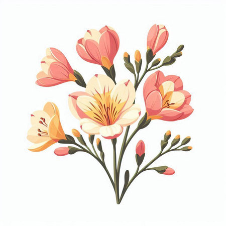 Bouquet of spring flowers isolated on white background. Vector illustration.のイラスト素材