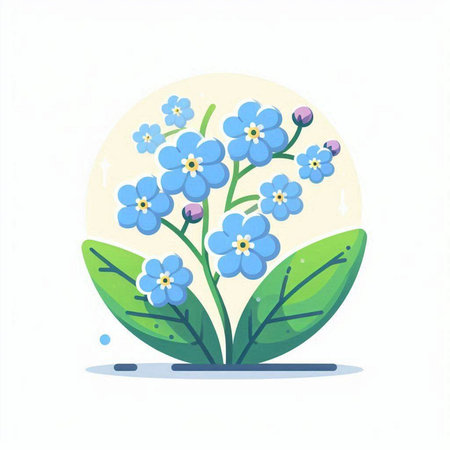 Blue forget-me-not flowers on white background. Vector illustration.のイラスト素材