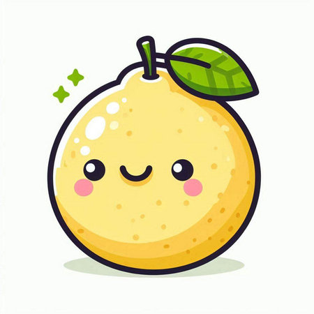 Cute cartoon lemon character. Vector illustration. Isolated on white background.のイラスト素材