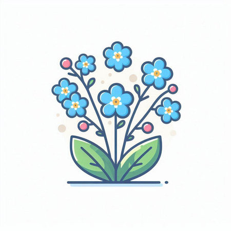 Blue forget-me-not flowers on a white background. Vector illustration.のイラスト素材