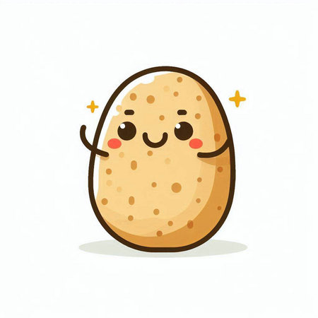 Cute potato character isolated on white background. Vector cartoon illustration.のイラスト素材